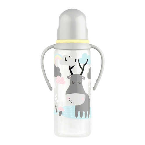 LUBBY Бутылочка для кормления с соской молочной и ручкой, с рождения lubby бутылочка для кормления с соской молочной с клапаном широким горлом с рождения