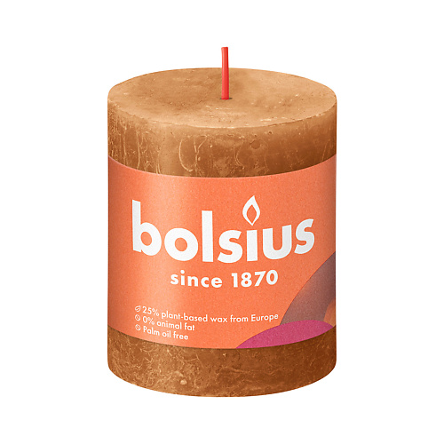 BOLSIUS Свеча рустик Shine коричневая 260 bolsius подсвечник bolsius сandle accessories 77 72 розовый для чайных свечей