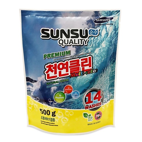 SUNSU QUALITY Бесфосфатный концентрированный порошок для стирки цветного белья 500 seagreen концентрированный стиральный порошок для ных вещей 1000