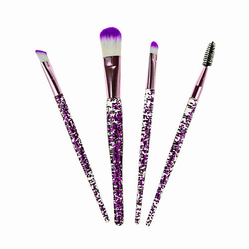 Lukky Набор из 4 кистей для нанесения макияжа с ручкой с блестками, фиолетовый MPL063362 - фото 1