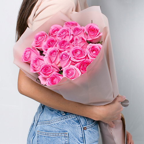 ЛЭТУАЛЬ FLOWERS Букет из розовых роз 19 шт. (40 см) лэтуаль flowers букет из высоких красных роз эквадор 25 шт 70 см