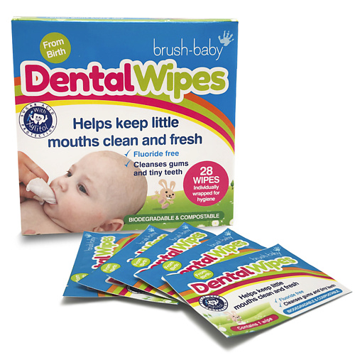 BRUSH-BABY Салфетки влажные детские для зубов и ротовой полости New 28 senso baby подгузники для детей sensitive 38