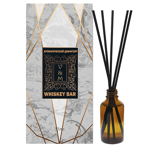 VAN&MUN Ароматический диффузор Whiskey bar с фибровыми палочками для дома 55 white fox диффузор с палочками vanilla 50