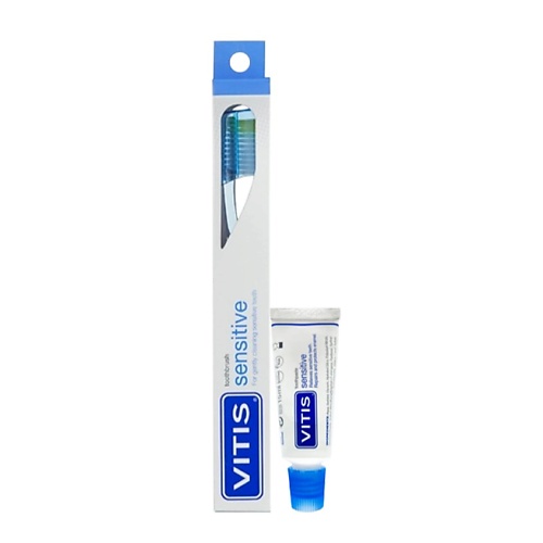DENTAID Зубная щётка VITIS Sensitive + Зубная паста VITIS 15 мл. dentaid зубная щётка vitis soft souple зубная паста vitis 15 мл 1