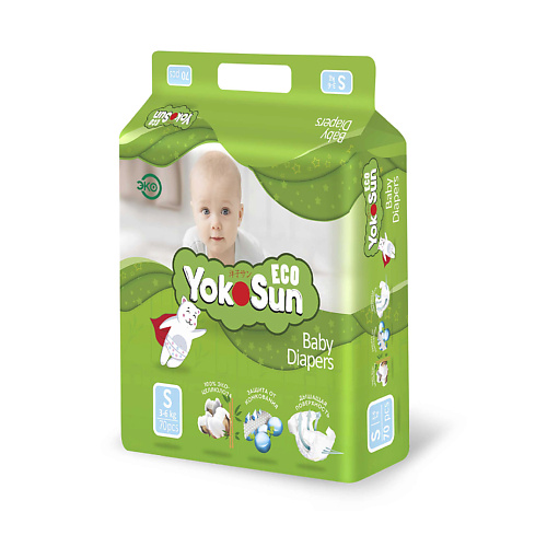 YOKOSUN Детские подгузники на липучках Eco размер S (3-6 кг), 70 шт. 0.013