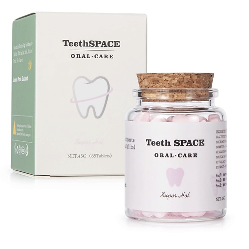TEETHSPACE Натуральный зубной порошок в таблетках со вкусом персика, зеленого чая и мяты 65 loving tooth зубной порошок с пробиотиком со вкусом арбуза 70
