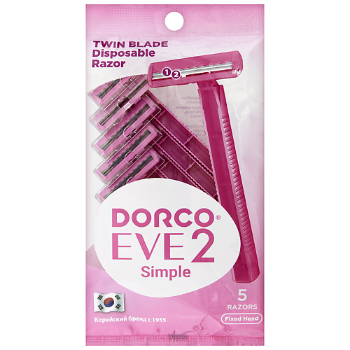 DORCO Женские бритвы одноразовые EVE2 Simple TD, 2-лезвийные 1 станки одноразовые для бритья джигит blue 3 5 шт