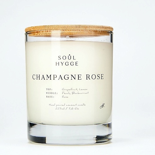 SOUL HYGGE Ароматическая свеча CHAMPAGNE ROSÉ с хлопковым фитилем 221 aromako свеча rose champagne 150