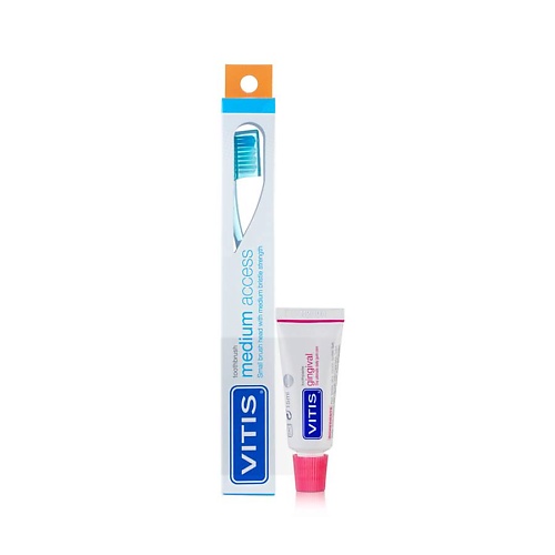 DENTAID Зубная Щётка VITIS MEDIUM ACCESS + Зубная Паста VITIS 1 dentaid зубная щётка vitis medium в твердой упаковке зубная паста vitis 1