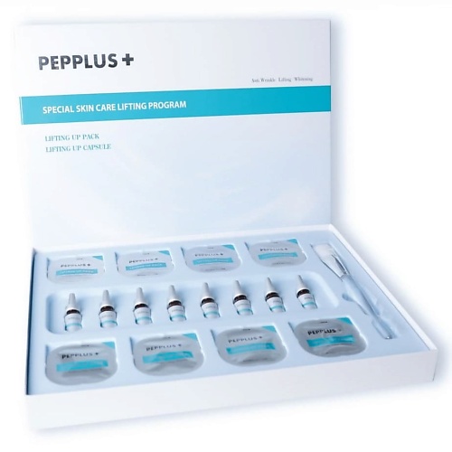 PEPPLUS+ Лифтинг маска для лица омолаживающая антивозрастная двухкомпонентная с пептидами greenini 3d лифтинговая маска для лица с пептидами anti age 75