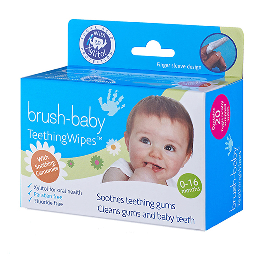 фото Dentalwipes детские зубные салфетки-напалечники brush-baby