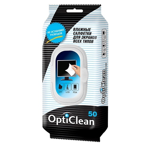 OPTI CLEAN Влажные салфетки для экранов 1 салфетки влажные opti clean для оптики 20 шт