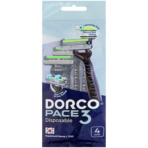 DORCO Бритвы одноразовые PACE3, 3-лезвийные 1 dorco бритвы одноразовые pace2 2 лезвийные 1