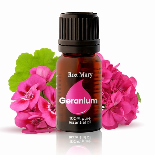 ROZ MARY Эфирное масло Герань 100% натуральное от головной боли 10.0 регулирующая травяная маска для волос kajal дикая роза и герань 100 мл