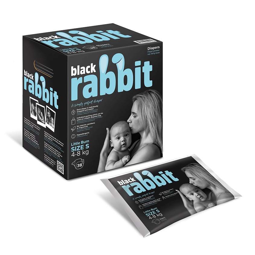 фото Подгузники на липучках 0.021 мл black rabbit