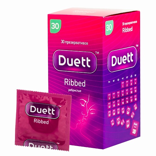 DUETT Презервативы Ribbed с кольцевым рифлением 30 unilatex презервативы ribbed 3 0