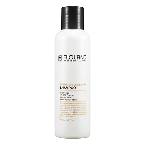 FLOLAND Шампунь восстанавливающий с кератином, аминокислотами и маслами Premium Silk Keratin Shampoo 150