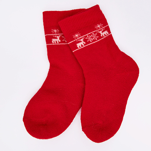 фото Wool&cotton носки детские с утепленной стопой олень красный soft