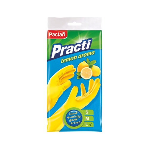 PACLAN Перчатки резиновые с ароматом лимона mister dez aktiv средство для чистки плит с ароматом лимона 500