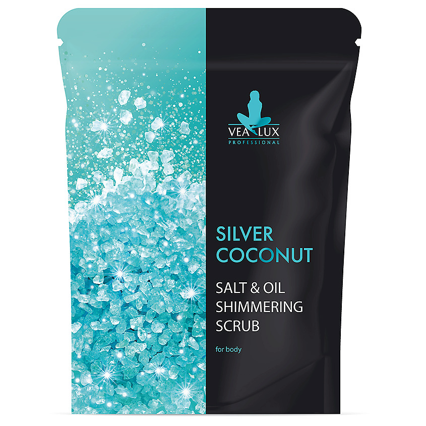 фото Vealux скраб шиммер silver coconut соляной кокосовый для кожи против целлюлита