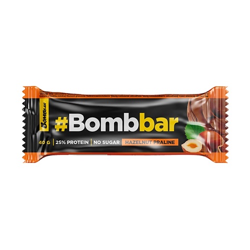 BOMBBAR Батончик глазированный Фундучное пралине bombbar коктейль коллаген с хондроитином глюкозамином и мсм со вкусом цитруса