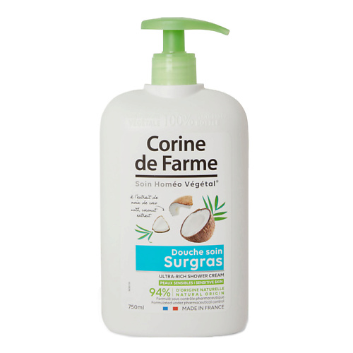 CORINE DE FARME Крем для душа ультра-насыщенный с экстрактом кокоса Ultra-Rich Shower Cream With Coconut Extract solaray maca extract 300mg 60 vegcaps