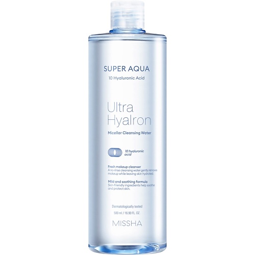 MISSHA Мицеллярная вода Super Aqua Ultra Hyalron с гиалуроновой кислотой missha пенка кремовая super aqua ultra hyalron для умывания и снятия макияжа