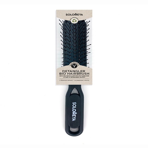 SOLOMEYA Расческа для распутывания сухих и влажных волос черная Detangler Hairbrush for Wet & Dry Hair зажимы для волос mark shmidt melon pro чаша для красителя черная 360 мл