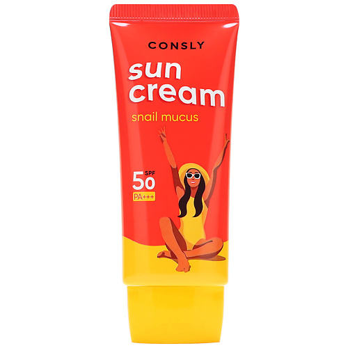 цена Солнцезащитный крем для лица CONSLY Крем солнцезащитный с муцином улитки SPF 50/PA для комбинированной и жирной кожи Sunscreen With Snail Mucin Spf 50+/Pa+++ For Combination And Oily Skin