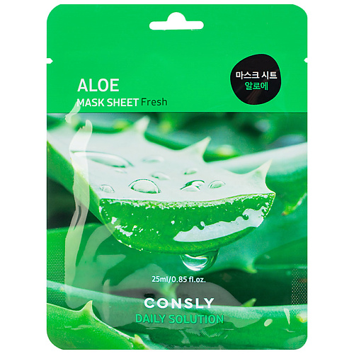 Маска для лица CONSLY Тканевая маска для лица с экстрактом алоэ Facial Tissue Mask With Aloe Extract маска тканевая для лица mijin care facial mask with sea weed 23 гр