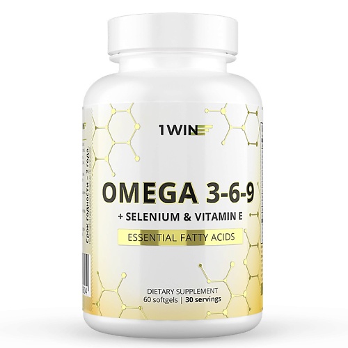 1WIN Витамины Омега 3-6-9 с селеном и витамином Е, рыбий жир vplab рыбий жир fish oil омега 3 незаменимые жирные кислоты витамины а d е