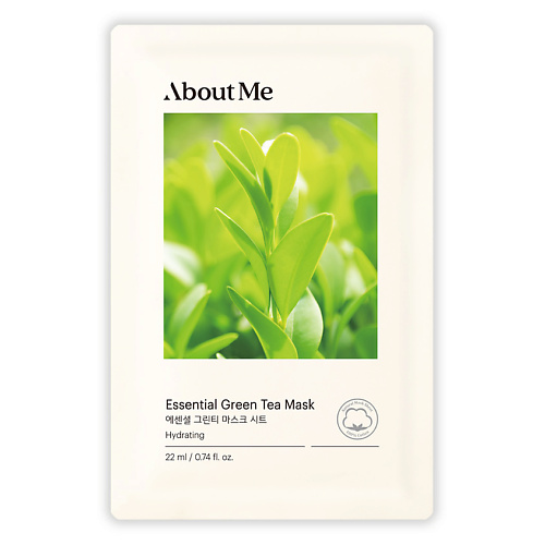 ABOUT ME Маска для лица тканевая с зеленым чаем Essential Green Tea Mask evas fraijour тонер для лица прополис yuzu honey essential toner 250