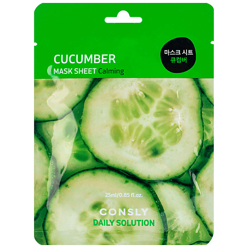 Маска для лица CONSLY Тканевая маска для лица с экстрактом огурца Facial Tissue Mask With Cucumber Extract маска тканевая для лица mijin care facial mask with sea weed 23 гр