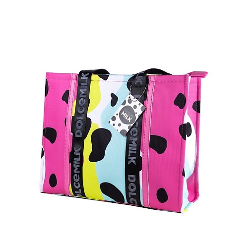 DOLCE MILK Сумка-шоппер женская, Cow spots pink-green сумка шоппер аниме парень с котиком сёнэн черная текстиль 40см 32см