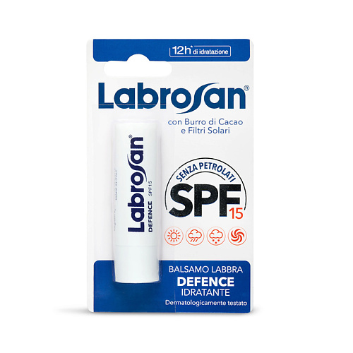 LABROSAN Бальзам для губ увлажняющий защитный SPF15 Defence Balsamo Labbra come on бальзам для губ с ароматом клубники солнцезащитный spf15 3 5