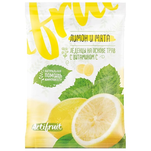 АКТИФРУТ Леденцовая карамель с витамином С со вкусом лимона с мятой аптека простудокс пор д пригот р ра д вн приёма со вкусом лимона 5г 5