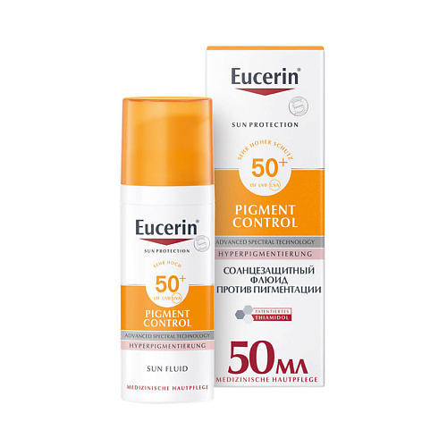 Солнцезащитный флюид для лица EUCERIN Солнцезащитный флюид против пигментации Pigment Control SPF 50+ цена и фото