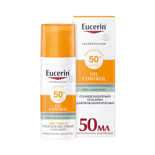цена Солнцезащитный крем для лица EUCERIN Солнцезащитный гель-крем для проблемной кожи лица Oil Control SPF 50+