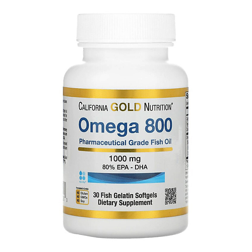 фото California gold nutrition омега 800, рыбий жир фармацевтической степени чистоты, 80% эпк/дгк в форме триглицеридов 1000 мг