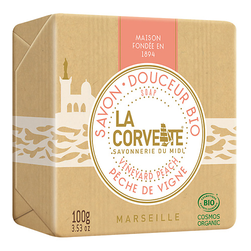 LA CORVETTE Мыло органическое для лица и тела Виноградный персик наполнитель тофу 5 л персик