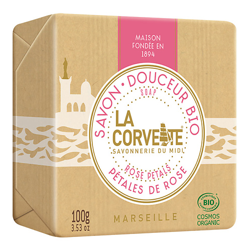 LA CORVETTE Мыло органическое для лица и тела Розовые лепестки Marseille Rose Petals Soap