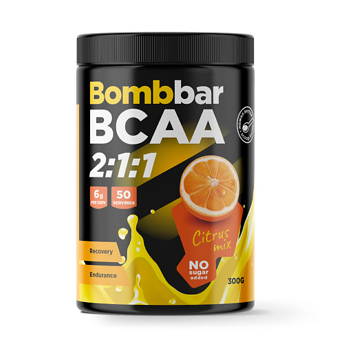 BOMBBAR Специализированный пищевой продукт для питания спортсменов Коктейль «BCAA со вкусом Цитрусовый микс» bombbar коктейль казеиновый со вкусом клубничный милкшейк