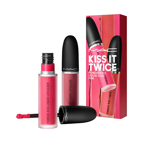 MAC Набор для губ Kiss It Twice Powder Kiss Liquid Duo. Pink mac набор для губ kiss it twice powder kiss liquid duo pink