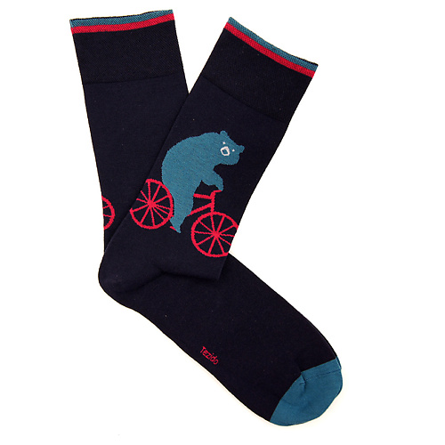 TEZIDO Носки с медведем на велосипеде темно-синие tezido носки красные