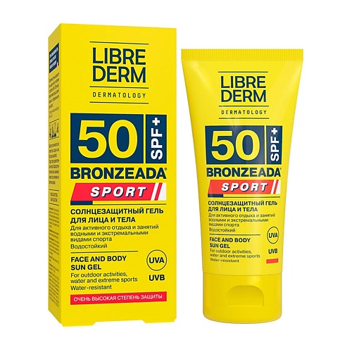 фото Librederm солнцезащитный гель для лица и тела bronzeada sport spf 50