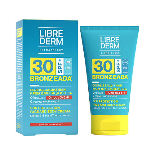 LIBREDERM Солнцезащитный крем SPF30 с Омега 3 - 6 - 9 и термальной водой Bronzeada Sun Protection Face and Body Cream в сказочном лесу раскрась водой
