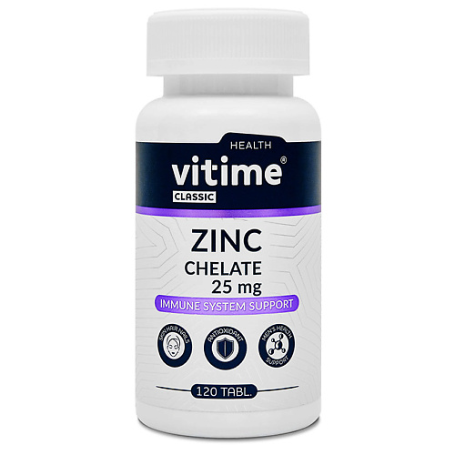 VITIME Classic Zn Chelate /ВИТАЙМ Классикc Цинк Хелат elemax бад к пище цинк соло таблетки массой 500 мг 60 таблеток