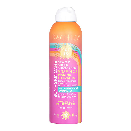 PACIFICA Солнцезащитный спрей SPF30 Sun Plus Skincare Sea and C Sheer Sunscreen Spray SPF 30 floresan спрей солнцезащитный paradise spf 50 160