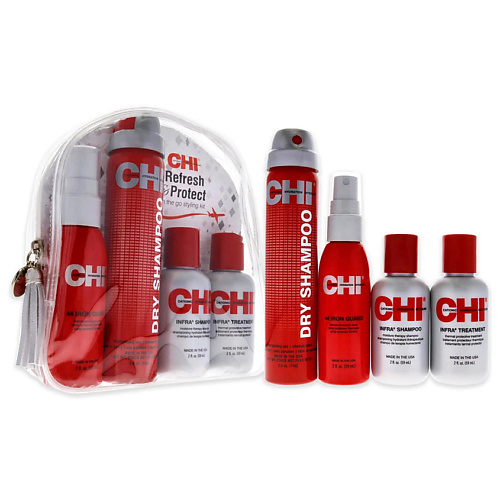 CHI Набор  для волос Refresh and Protect Kit термоактивный спрей для укладки и защиты кудрей при использовании плойки curl protect