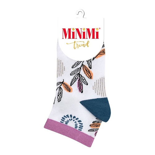 MINIMI Trend 4210 Носки женские Листья Bianco/Jeans 0 minimi trend 4209 носки женские высокая резинка menta 0